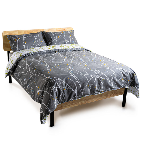 White Branches Printed Duvet Cover with Pillowcases