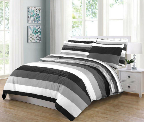Printed Striped Duvet Cover with Pillowcases
