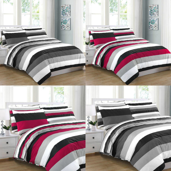 Printed Striped Duvet Cover with Pillowcases