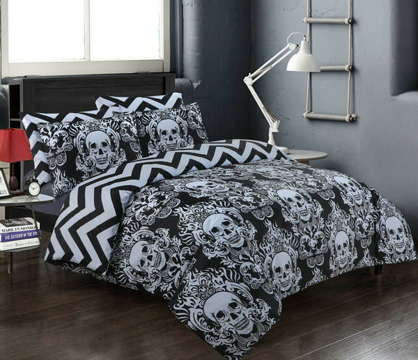 Skull Night Printed Duvet Cover with Pillowcases