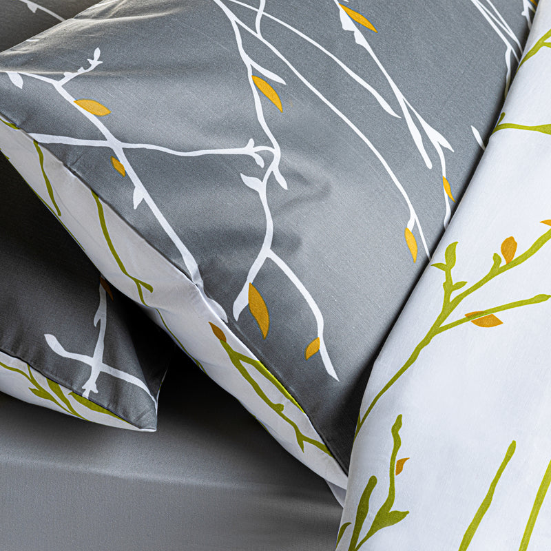 White Branches Printed Duvet Cover with Pillowcases