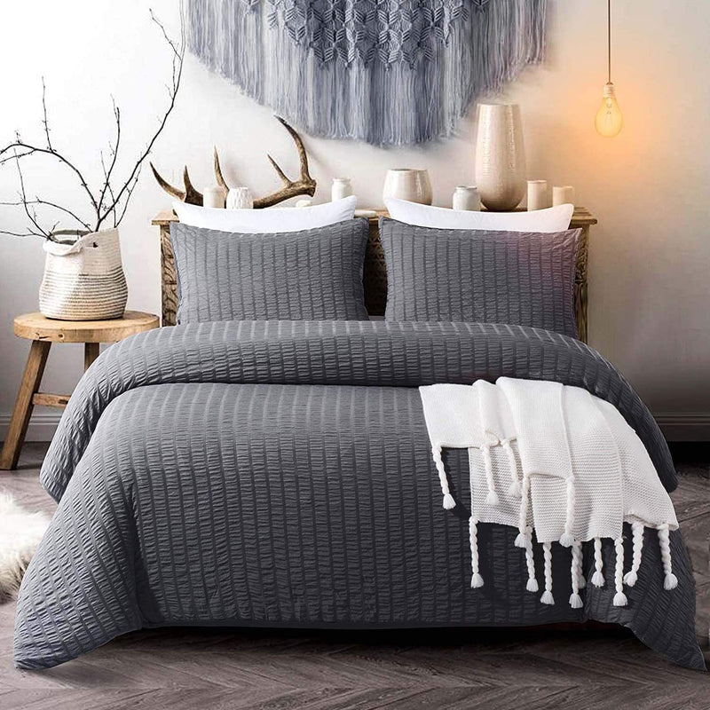 Seersucker Duvet Cover with Pillowcases Egyptian Cotton freeshipping - MK Home Textile