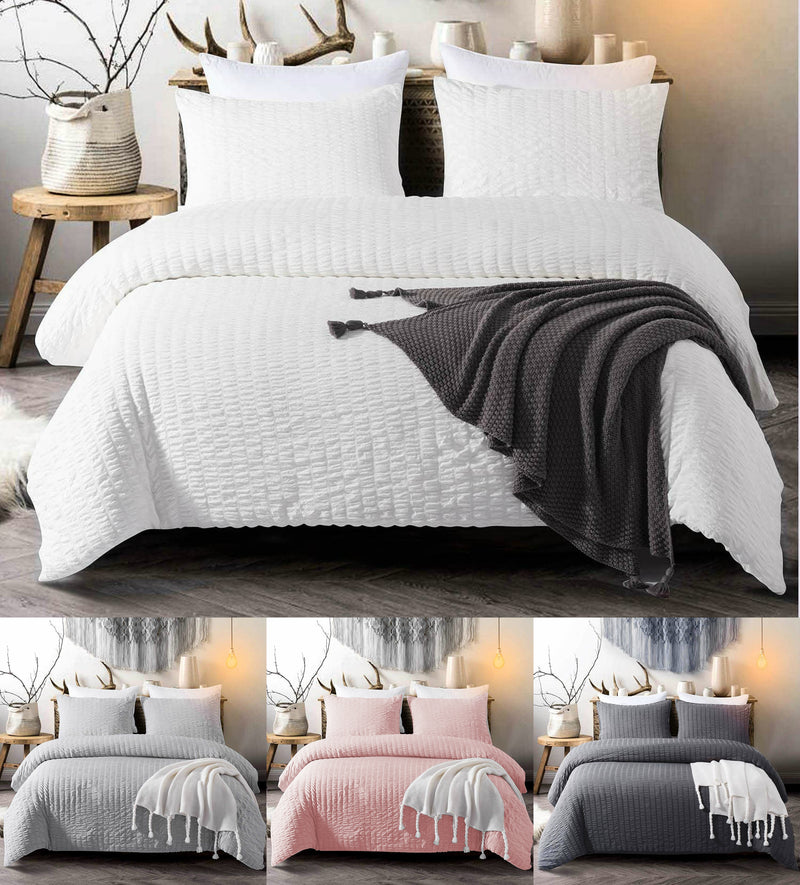 Seersucker Duvet Cover with Pillowcases Egyptian Cotton freeshipping - MK Home Textile