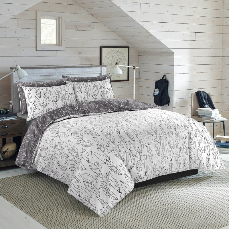 Divine Leaves Printed Duvet Cover with Pillowcases