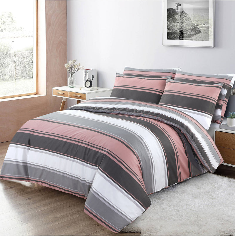 Strip Print Duvet Cover with Pillowcases freeshipping - MK Home Textile