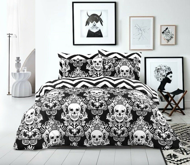 Skull Night Printed Duvet Cover with Pillowcases