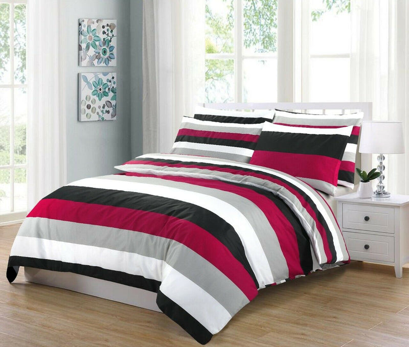 Printed Striped Duvet Cover with Pillowcases