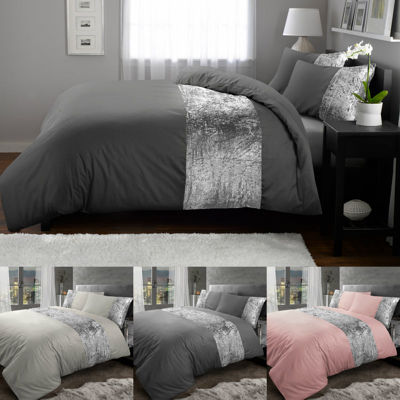 Crushed Velvet Duvet Cover with Pillowcases freeshipping - MK Home Textile